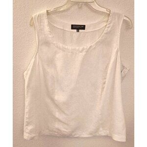 Jones New York 100% Linen Sleeveless White Size Zip Top 16W EUC